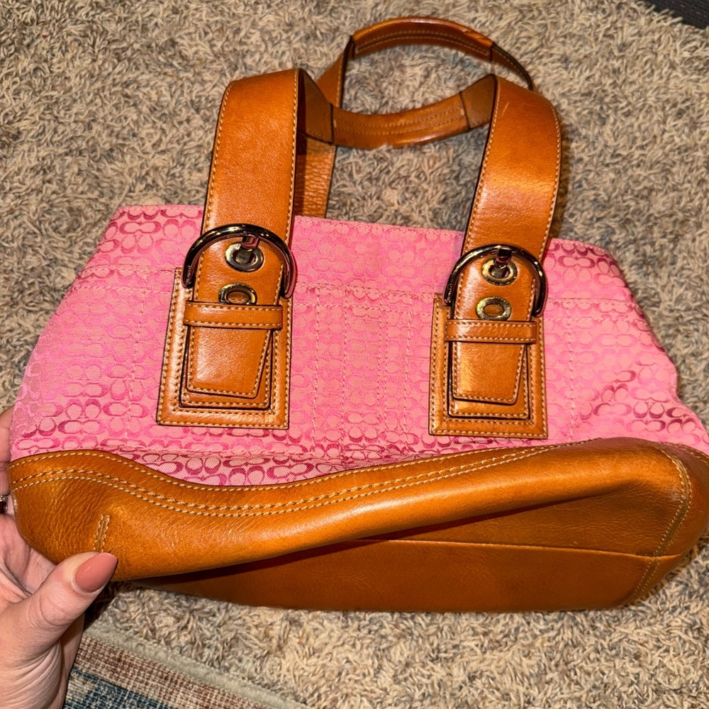 Coach Pink and Brown Shoulder Bag